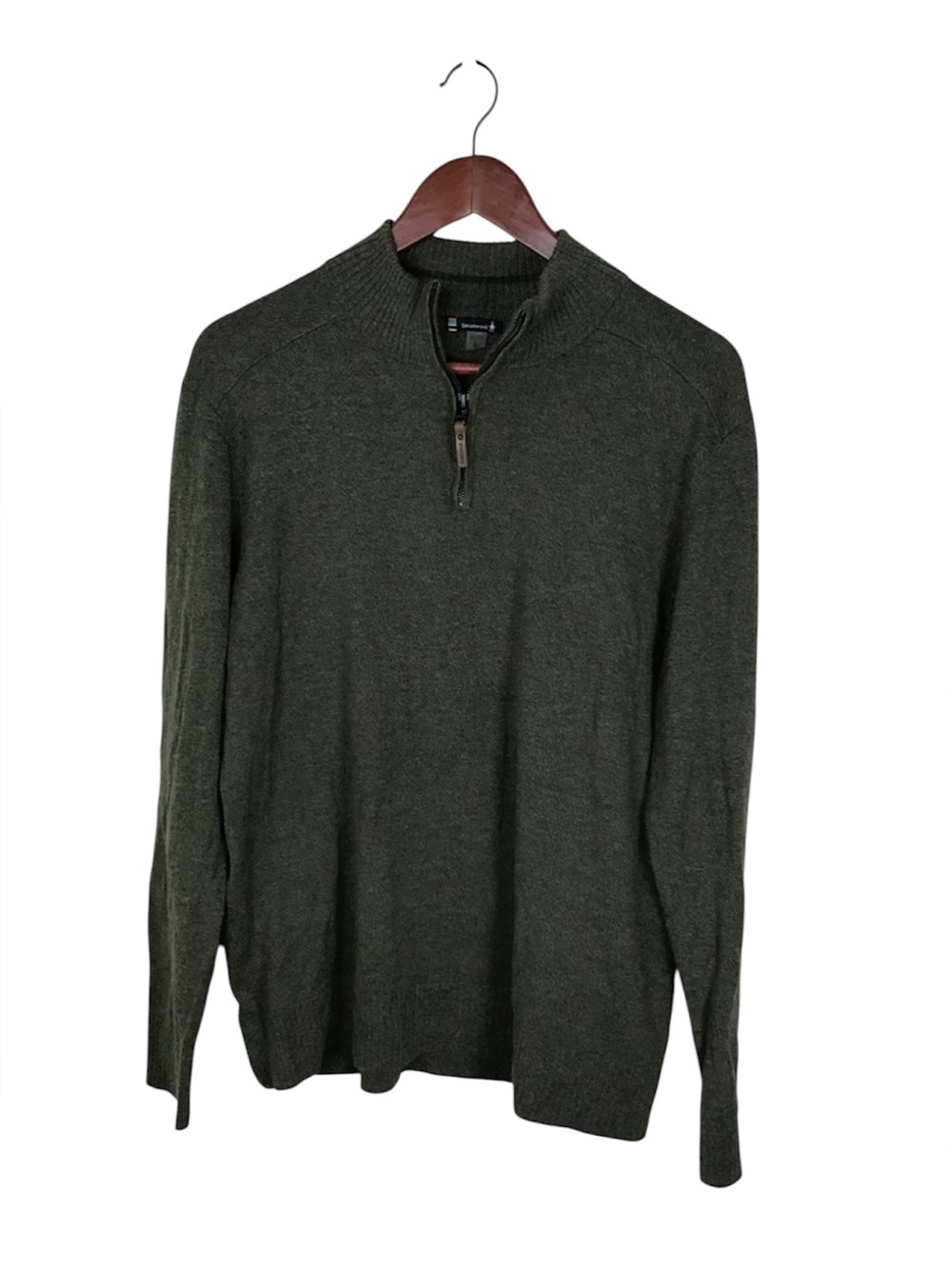 Smartwool Sparwood 1/4 Zip Sweater in Green Size Large.